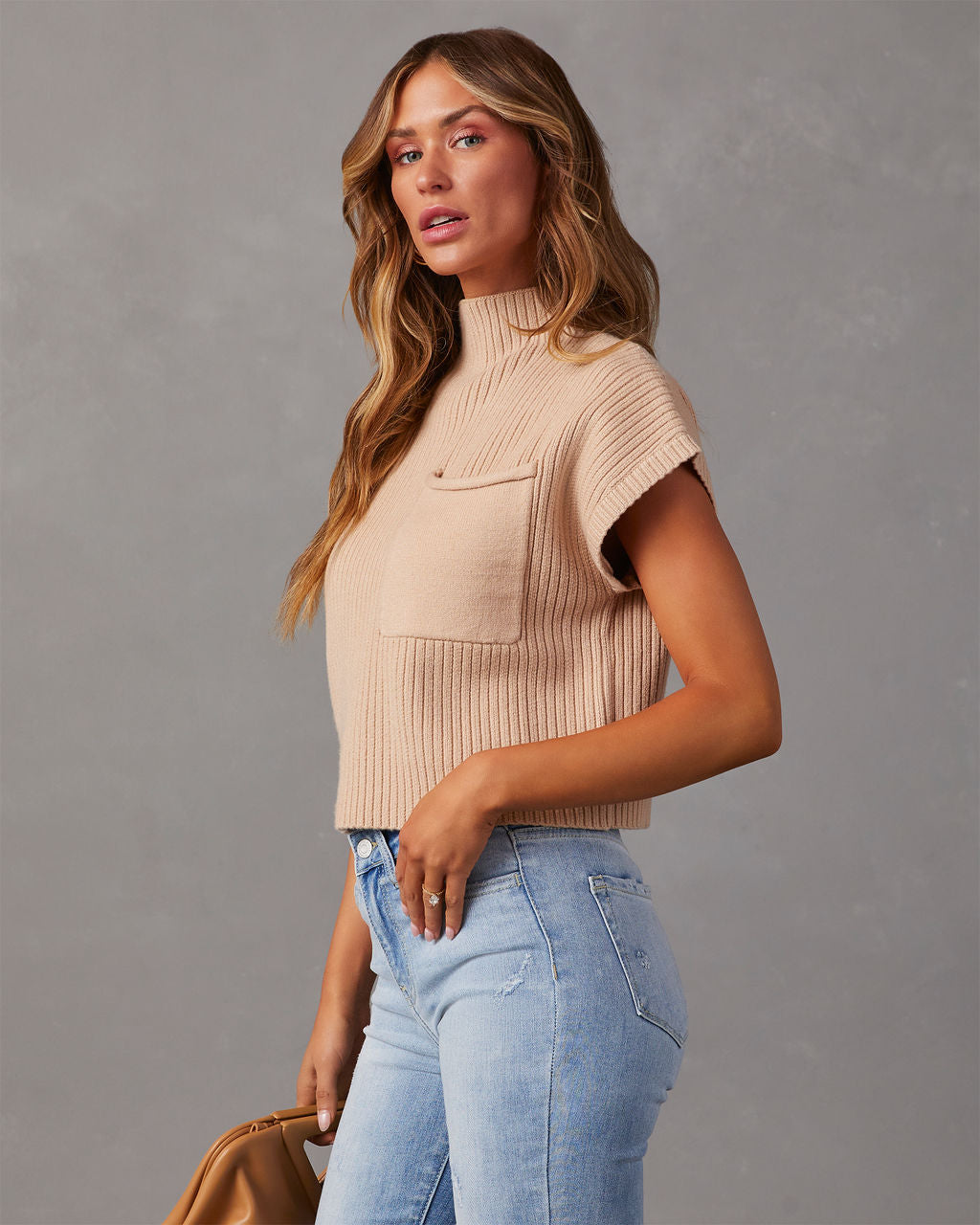 Brooke Mock Neck Short Sleeve Sweater – VICI