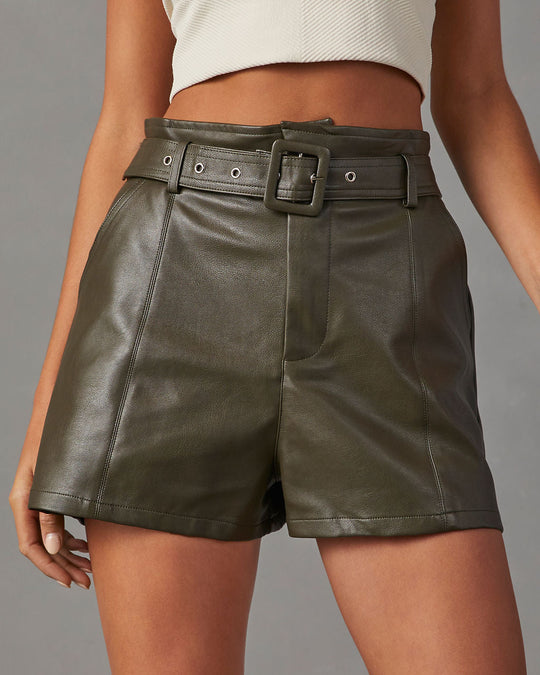 Carla Pocketed Faux Leather Shorts – VICI