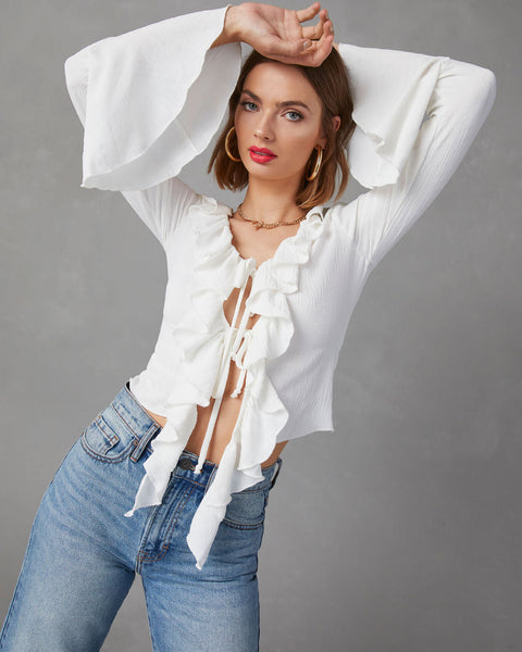 Tell me Why Ruffled Puff Sleeve Top - Taupe - FINAL SALE