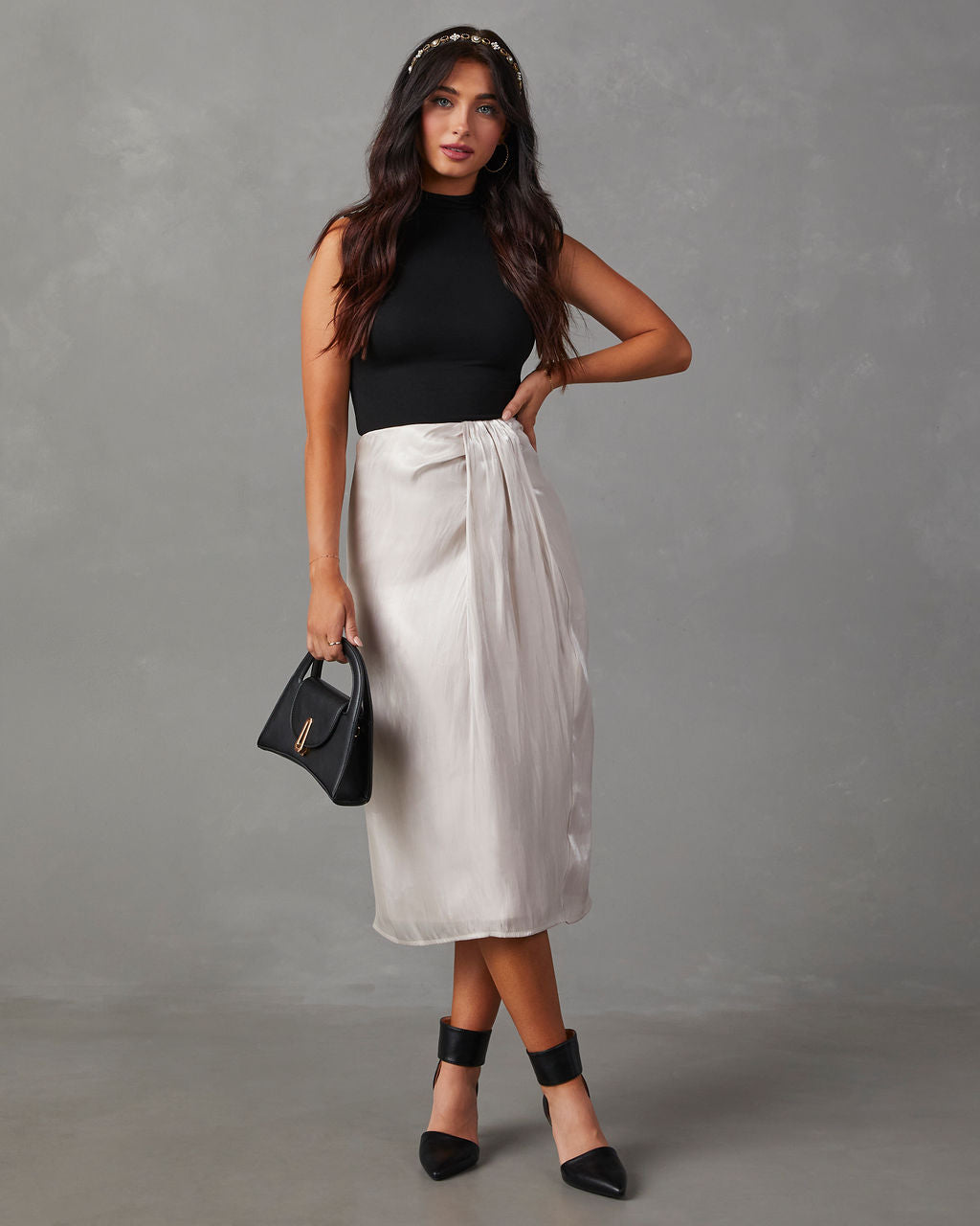 Satin full shop midi skirt