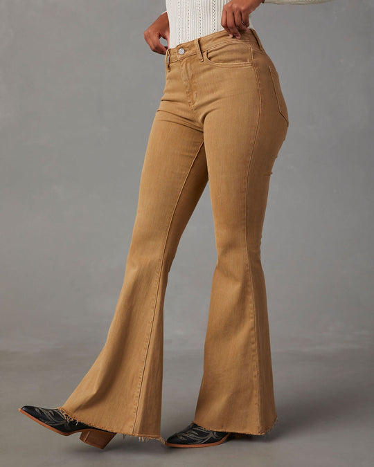 Bell Bottom Jeans For Women High Waist Jeans Button Tassel Pants Trousers  Bell-Bottom Pants 