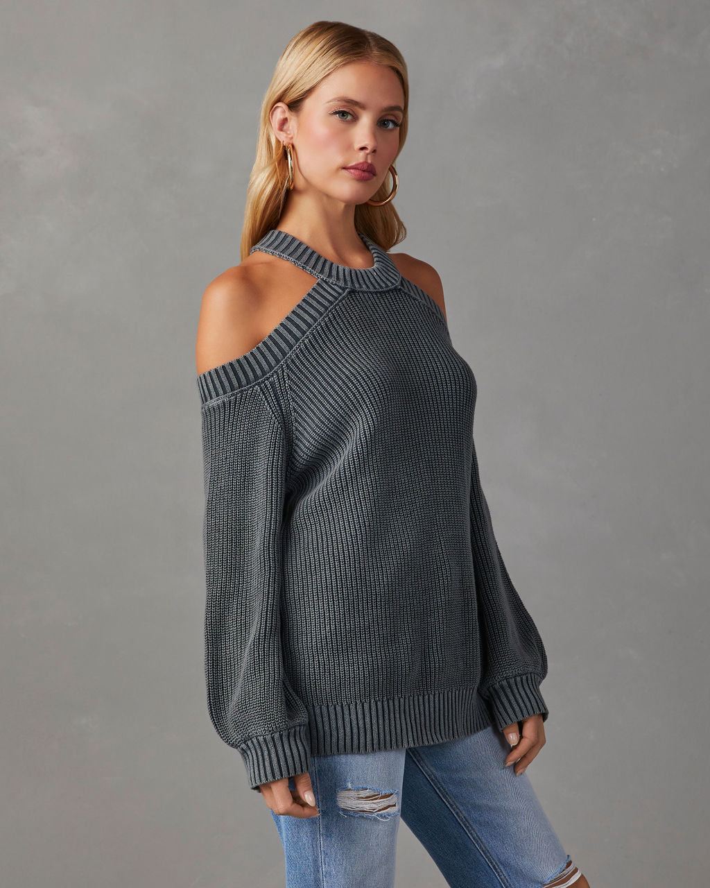  AUSEVO Sweaters for Women Contrast Lace Cold Shoulder