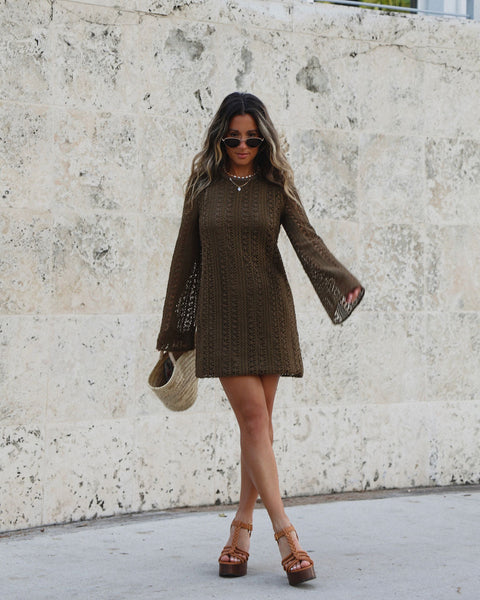 Re)sourced Crinkle-Knit Tiered Mini Dress