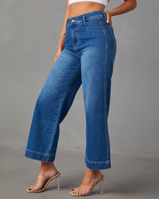 Mandy High Rise Stretch Frayed Wide Leg Jeans – VICI