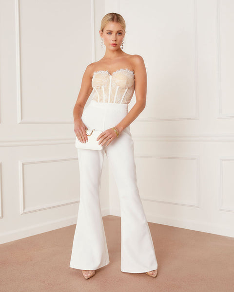 STRAPLESS JUMPSUIT - White